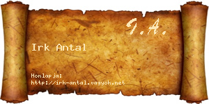 Irk Antal névjegykártya